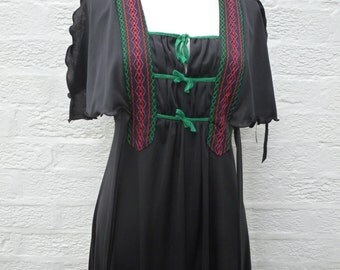 Festival dress black 1960s clothes hippie 60s dress petite hippie dress preppy clothes size 10 dress maxi black long dress womens 60s gift