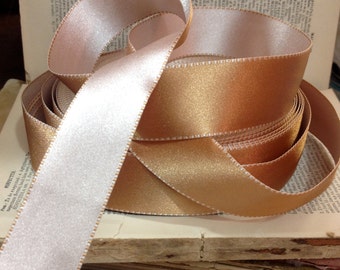 champagne and gold stitched satin ribbon