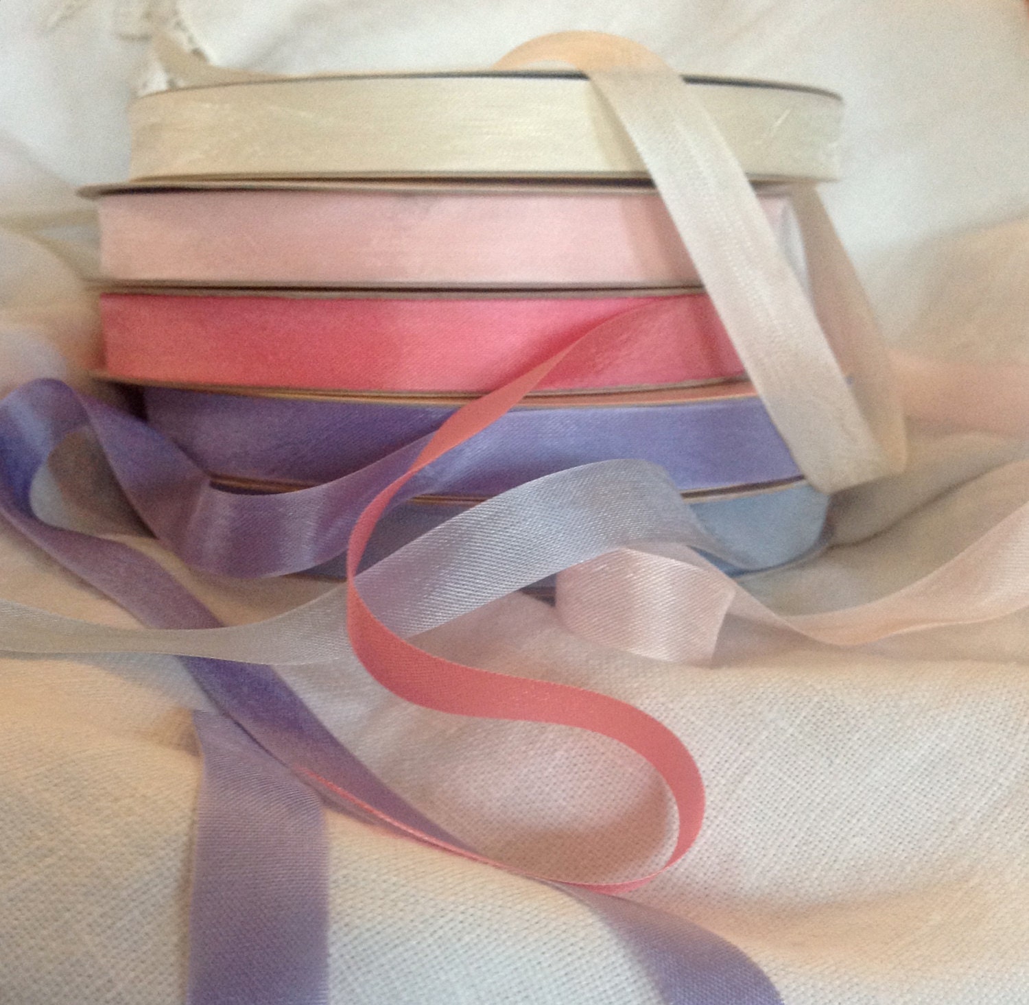 3 yards of soft pastel rayon ribbon by ShyMyrtle on Etsy