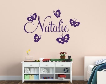 Butterfly Wall Decal - Girls Name Wall Decal - Girls Nursery Wall Decal - Butterfly Wall Decal - Vinyl Wall Decal