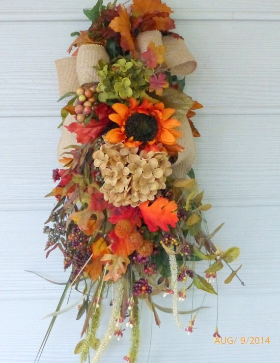 Elegant Fall Door Swag Autumn Wreath by JulieButlerCreations