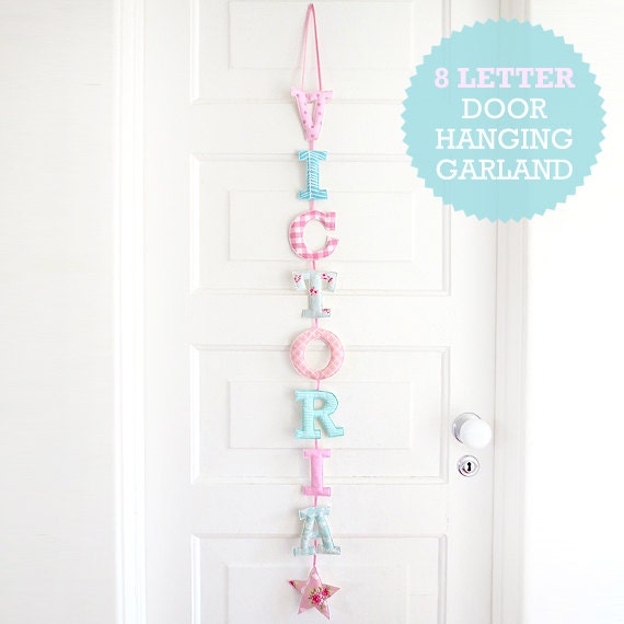 Customized Handmade Fabric Door Hanging Garland - 8 Letter Name Il_570xn