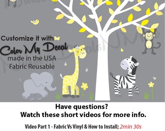 Nursery Wall Decals, Tree Decals for Nursery (WA Yellow Gray) WAF, Wall Decals for Nursery