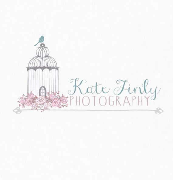 Premade Business Logo: Vintage Birdcage with Flowers Logo