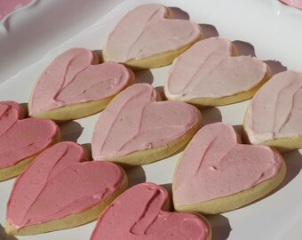 sugar cookies ombre frosting glitter heart pink
