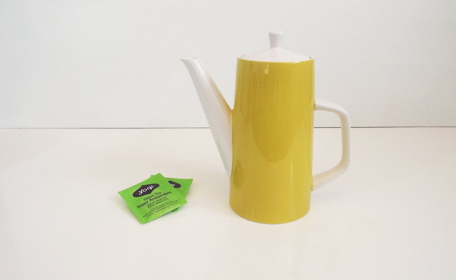 Vintage Yellow Mikasa CeraStone Teapot / Pitcher / Coffee Pot with Lid