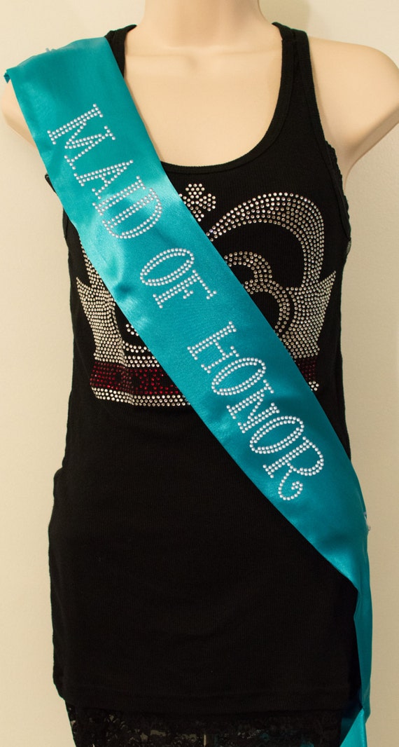 Maid of Honor Bachelorette Sash Turquoise with by RascoPrints