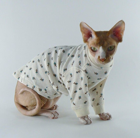 Sphynx cat kitten clothes Cotton Thermal Long Sleeve Top in