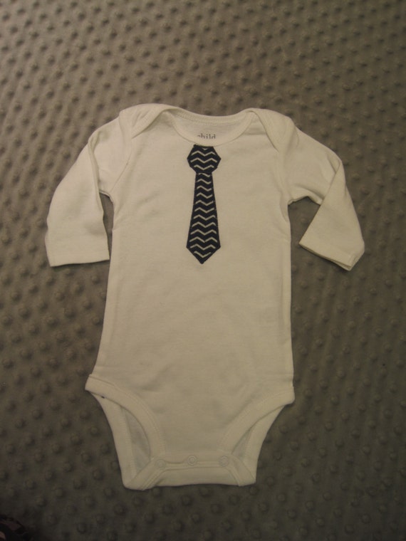 Items similar to Infant tie bodysuits, Baby shirt withTie Navy chevron