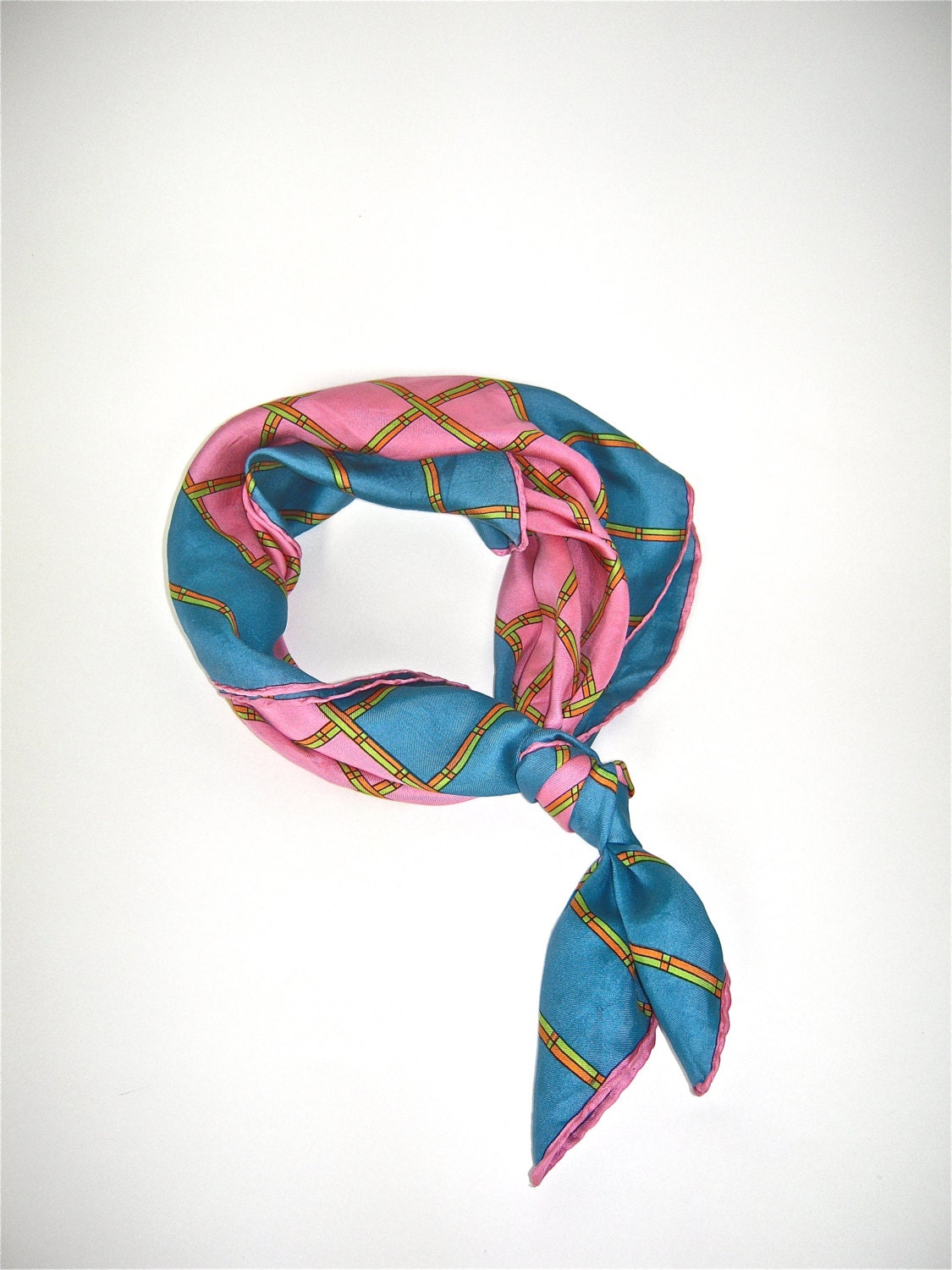 vintage big pure silk scarf foulard patterned psychedelic hippie ...