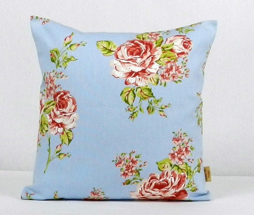 16x16 pillow Decorative Throw pillow English Rose Blue