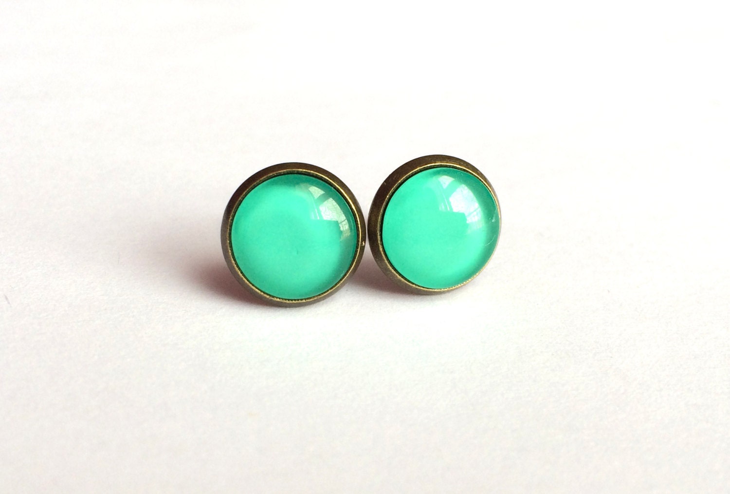 Pastel Mint Earrings mint stud earrings tiny by AChicFairytale