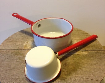 Popular items for white enamelware pot on Etsy