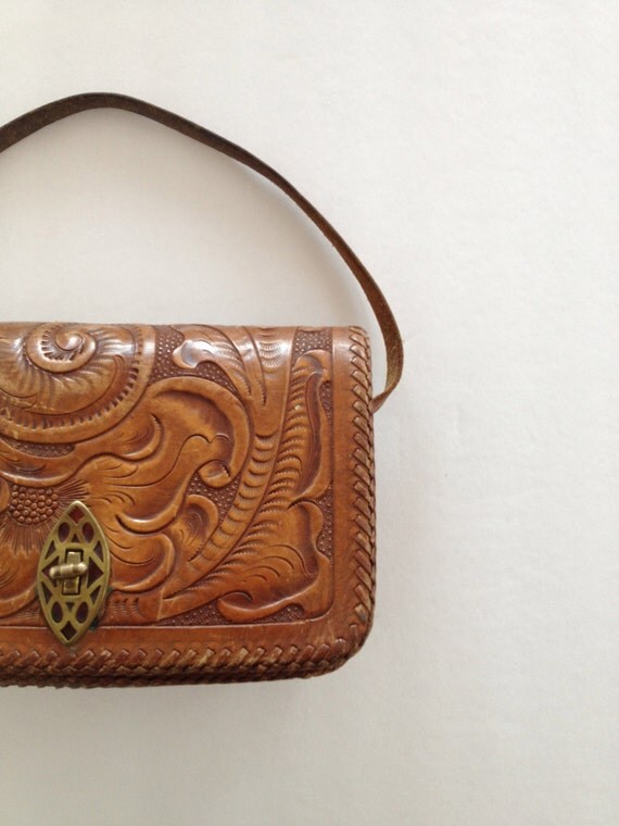 Vintage Mexican Tooled Leather Purse Handbag / by VintageByBeth