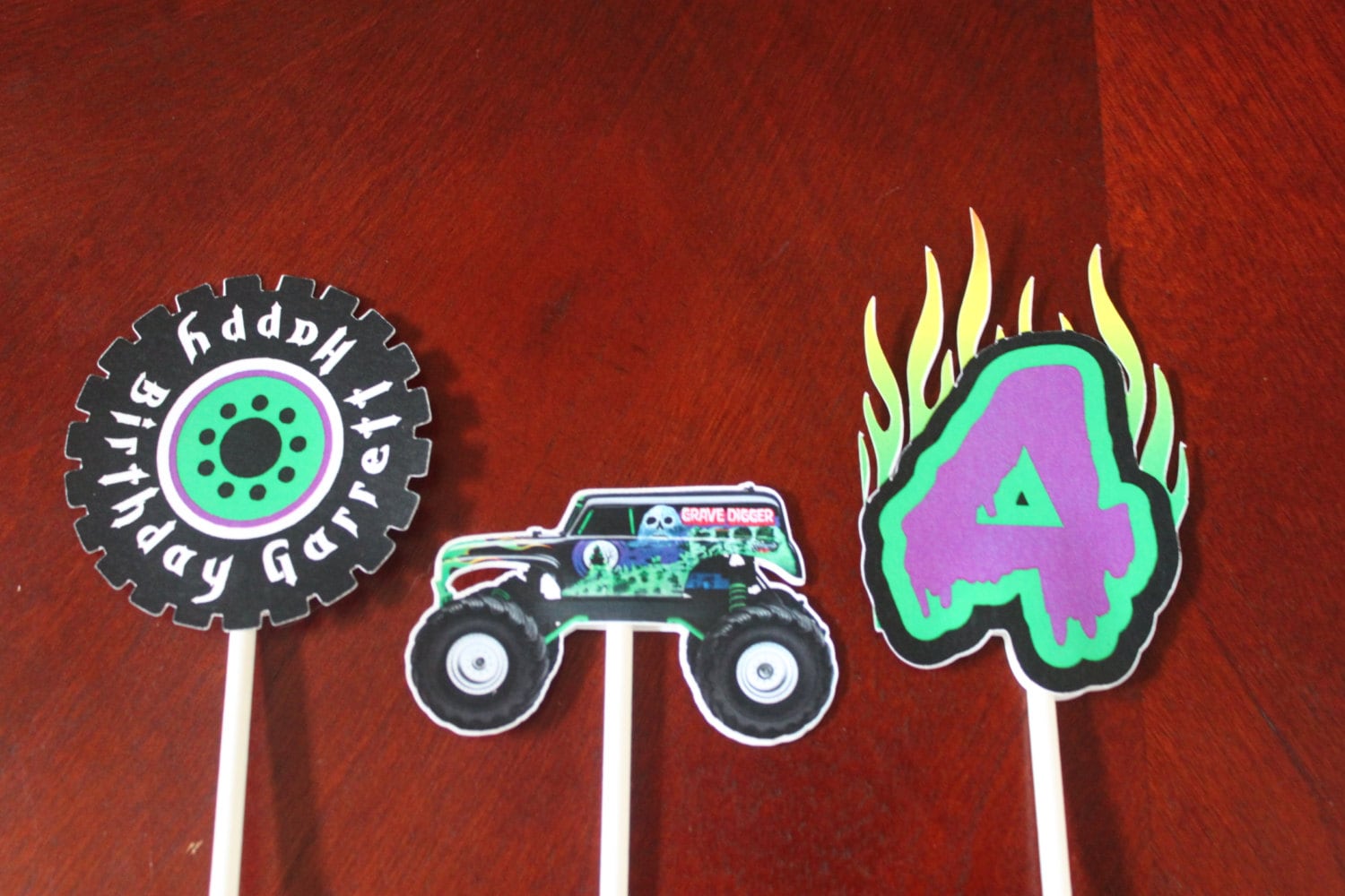 Monster Truck/Grave Digger Cupcake toppers Set of 12