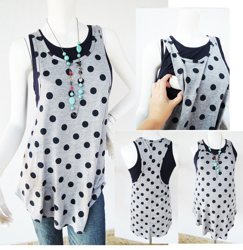 Polk-a-Dot Maternity Nursing Top / Breastfeeding Top NEW