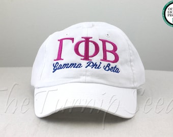 Gamma Phi Beta Sorority Baseball Cap - Custom Color Hat and Embroidery.