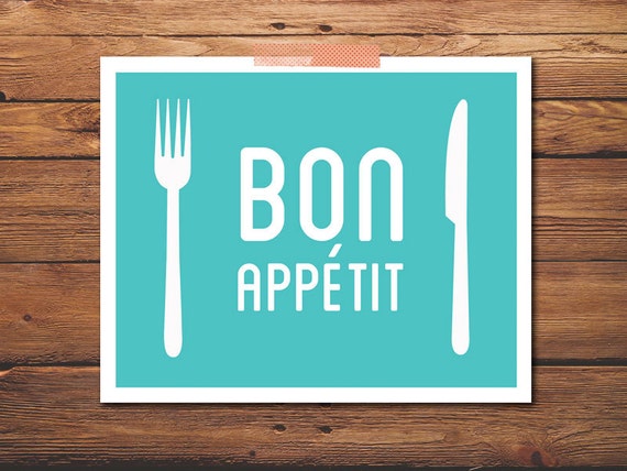 PRINTABLE Quote Print Bon Appétit Kitchen Quote by PuffPaperCo