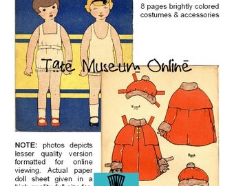 Paper Doll _ Vintage McLoughlin Bros. Paper Dolls to Dress PDF _ Digital Download _ Collage Sheet _ Paper Craft - Art Dolls + BONUS Booklet