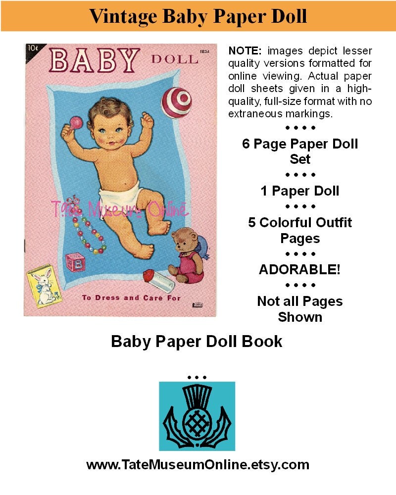 Vintage Paper Dolls - BABY Paper Doll - Vintage Fashion