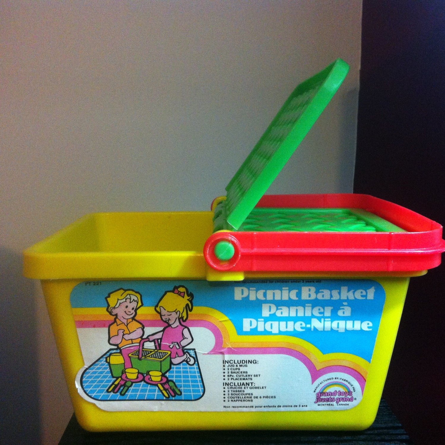 Vintage Grand Toy Children Picnic Basket play by VintageToyNerd