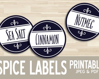 15 printable spice labels round circle sticker