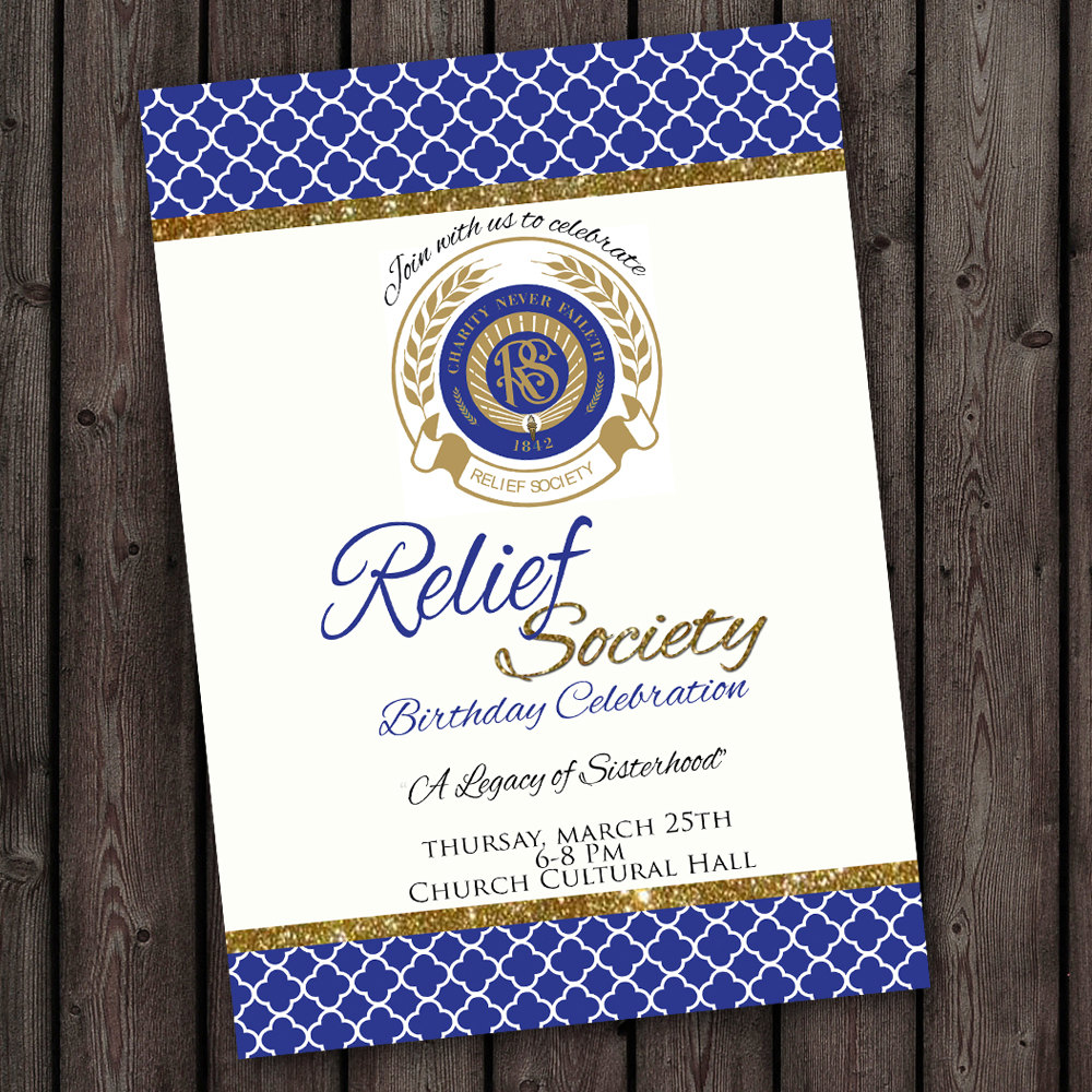 customized wording Relief Society Birthday Party Invitation