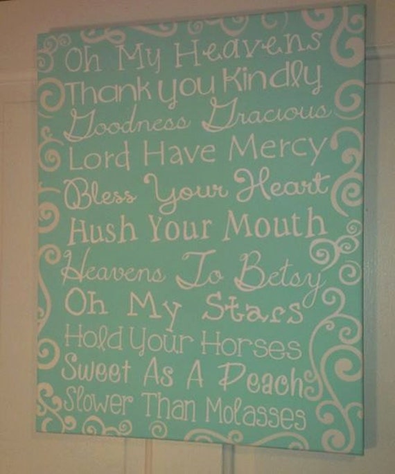 Items similar to Southern Sayings - Southern phrases Quote Canvas Sign ...