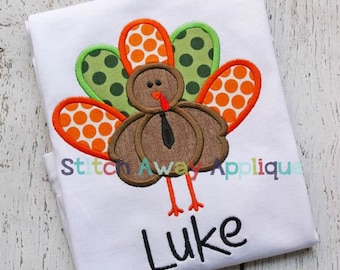 Dapper Thanksgiving Turkey Boy Machine Applique Design