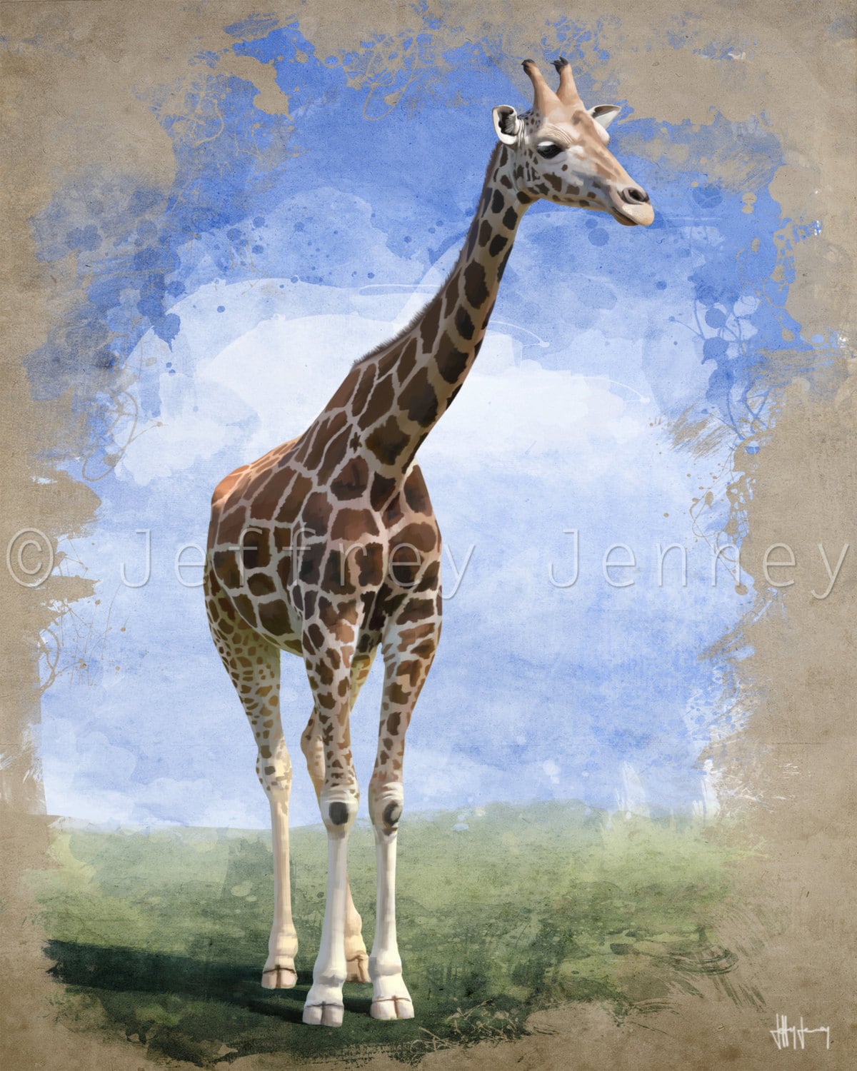 Giraffe Print Fine Art Print From An Original Painting