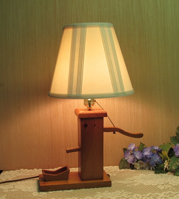 Wooden Water Pump Lamp 1960s Country Western Farmhouse Décor