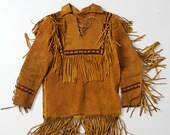 vintage fringe jacket,  men's suede pullover
