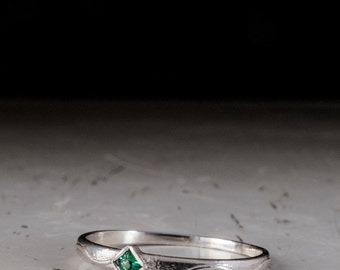 Dainty Sterling Silver Emerald Ring