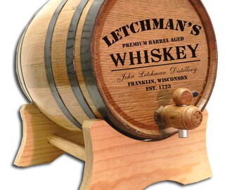 FREE SHIP! 1 Liter Personalized Barrel- Distillery Label Design- Personalized Whiskey Barrel- Personalized Barrels-Oak Keg-Custom Barrel