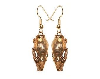Pair Animal Skull Earrings Mongoose 3D Printed Animal Skull Jewelry