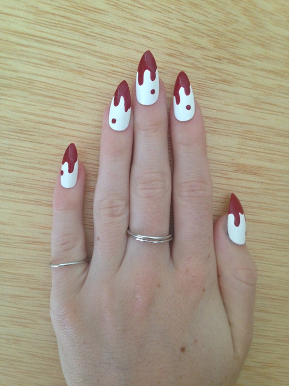 Items similar to Dripping Blood nails, halloween nails ...