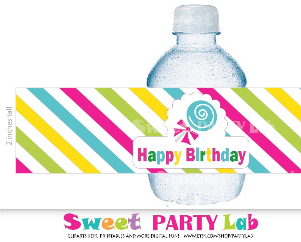 CandyLand Water Bottle Labels Sweet Shoppe DIY Printable