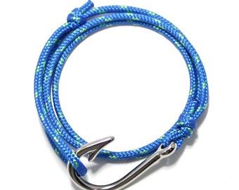 Aroncent 5-Pack Fish Hook Bracelets For Men - Stainless Steel Hook, Colorful Nylon Rope, Nautical Style