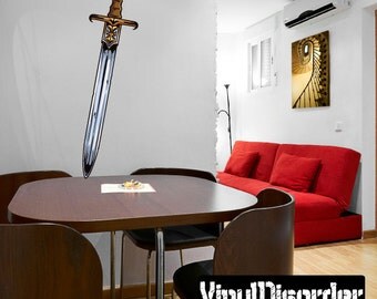 Medieval Weapon Sword Wall Decal - Wall Fabric - Vinyl Decal - Removable and Reusable - MedievalWeaponUScolor004ET