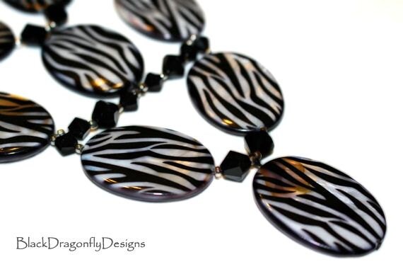 Zebra Print Necklace by BlackDragonflyDesign on Etsy