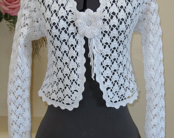 Long Sleeved Crocheted Cardigan Sweater