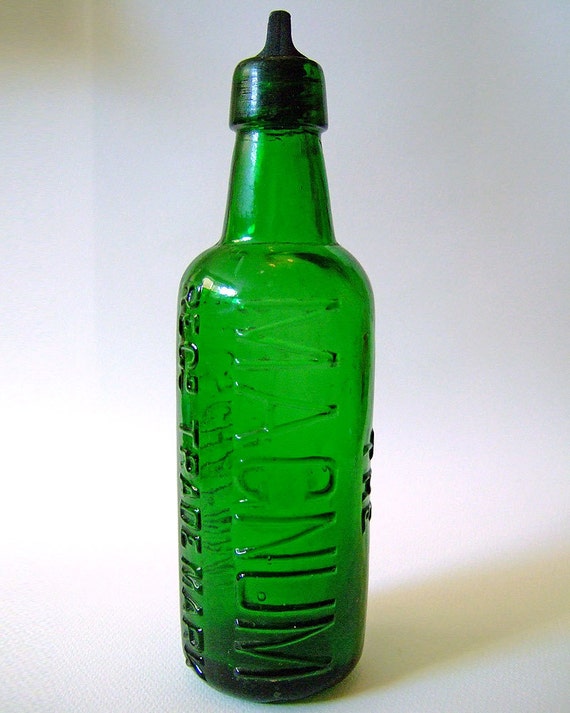 Antique Victorian Edwardian Green Glass Ginger Beer Bottle The