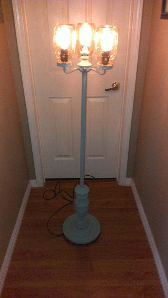 Items similar to Vintage floor lamp with mason jars and reissued Edison bulbs on Etsy