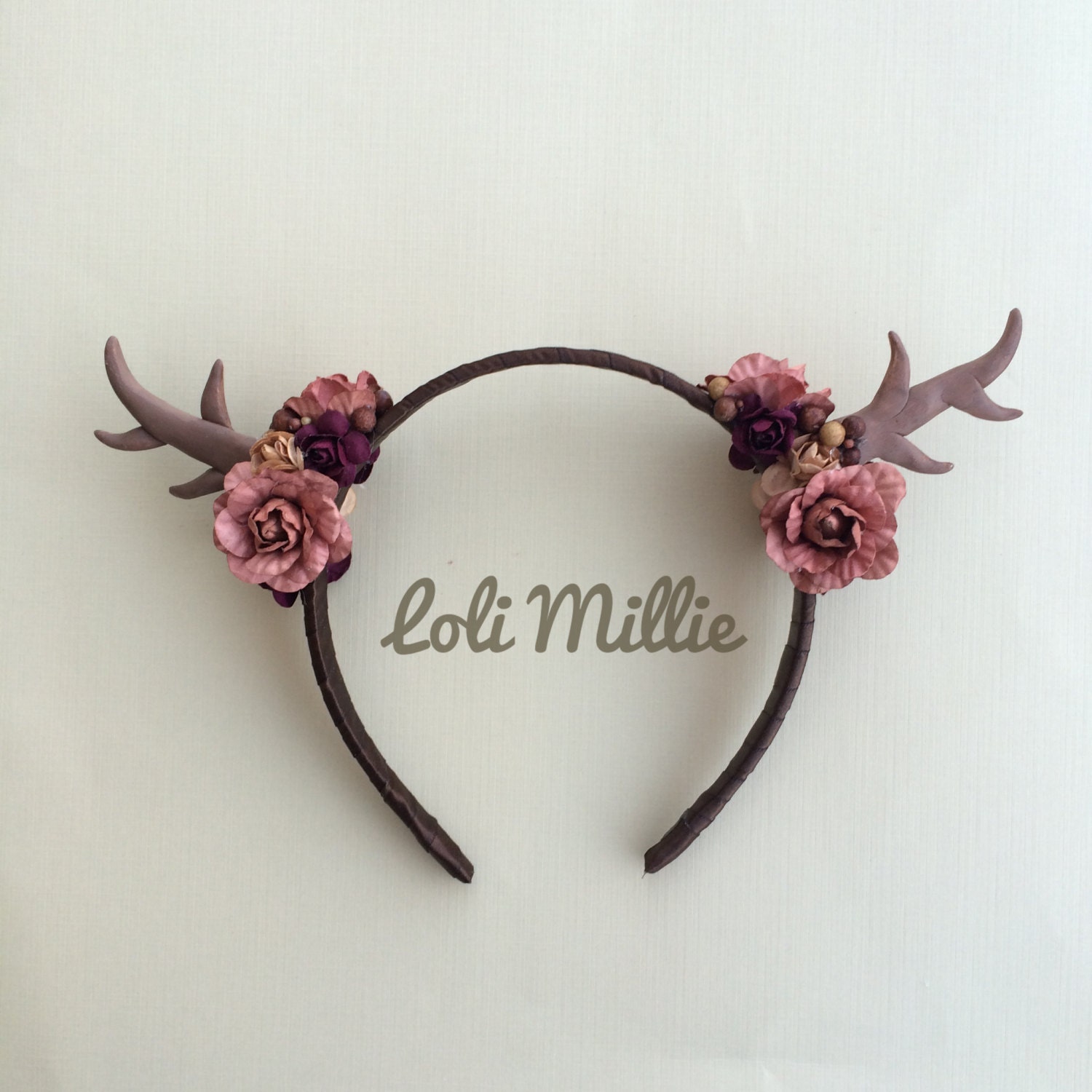 spiced plum antler fawn headband spiced plum antler fawn headband