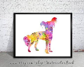 Chinese Crested Watercolor Print, Home Decor,dog watercolor,watercolor painting,Chinese Crested art,animal watercolor, Chinese Crested art