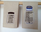 Set of Two Embroidered Kitchen Tea Towels Measurements *FREE SHIPPING*