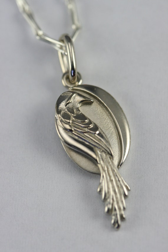 Silver pendant phoenix bird symbolic women by stephanielemelin