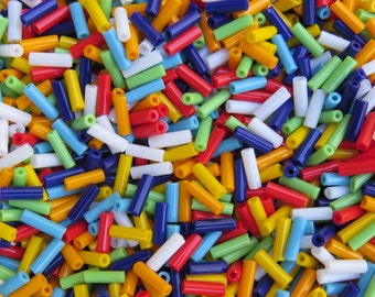 Size 3 (7x2mm) Opaque Color Mix Czech Glass Bugle Beads 10 Grams (CS46)