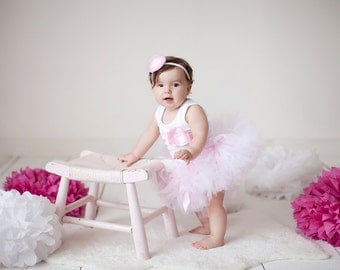 Pink Tutu, Baby Girls 1st Birthday Dress Outfit, Sweet Pink Ballerina Tutu Dress, Baby Girls 1st Birthday Outfit