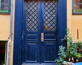 Door Photography - Navy Blue and Gold Decor - Copenhagen Photograph - Rustic Wall Art Denmark Photo Travel Photography Architecture